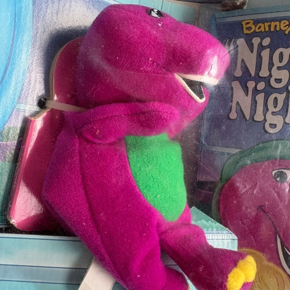 Vintage 1998 Barney Night Night Gift Set Plush Board Book Light Up Toy NEW